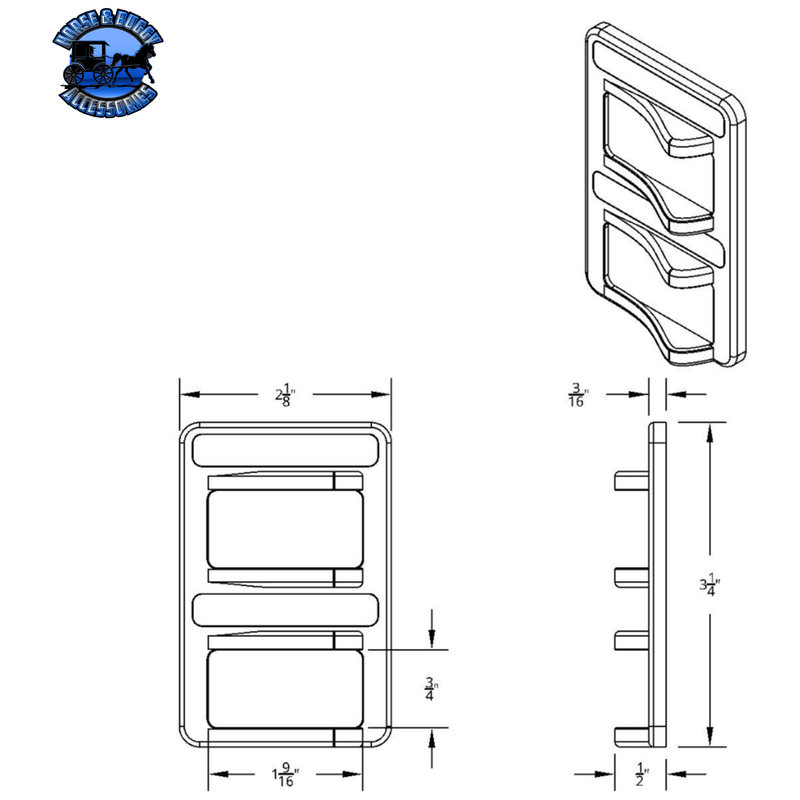 CHROME ROCKER SWITCH COVER FOR PETERBILT 579 (2012-2019) & 567 (2014-2019)- 2 SWITCHES #41767 Switch Cover Dark Slate Gray