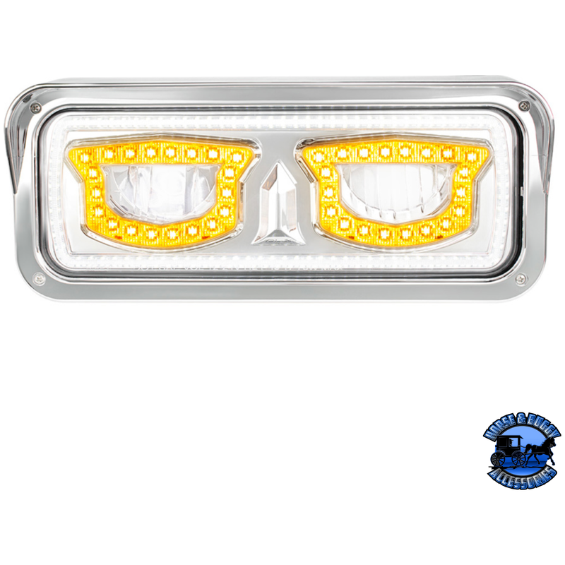 HIGH POWER LED HEADLIGHT WITH TURN SIGNAL AND POSITION LIGHT (Choose Side) (Choose Finish) LED Headlight Chrome / Passenger's Side Light Gray