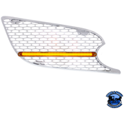 CHROME AIR INTAKE GRILLE WITH LED GLOLIGHT FOR 2012-2021 PETERBILT 579 (Choose Lens Color) (Choose Side) Air Intake Amber / Passenger's Side Light Gray