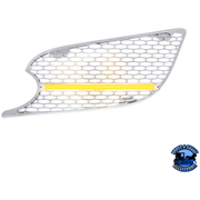 CHROME AIR INTAKE GRILLE WITH LED GLOLIGHT FOR 2012-2021 PETERBILT 579 (Choose Lens Color) (Choose Side) Air Intake Clear / Driver's Side Light Gray