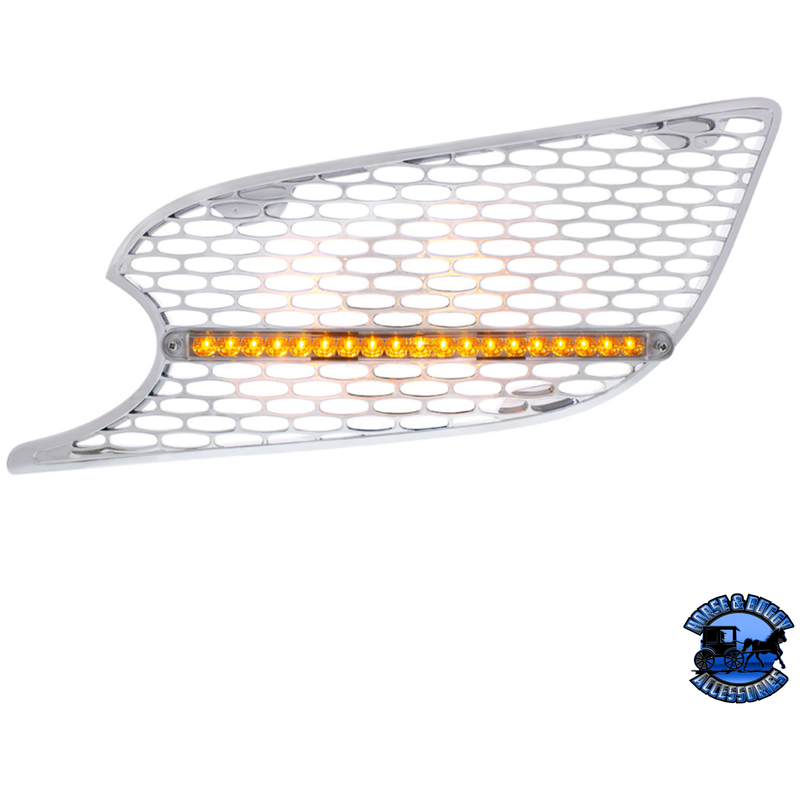 CHROME AIR INTAKE GRILLE WITH REFLECTOR LED LIGHT FOR 2012-2021 PETERBILT 579 (Choose Lens Color) (Choose Side) Air Intake Clear / Driver' Side Light Gray