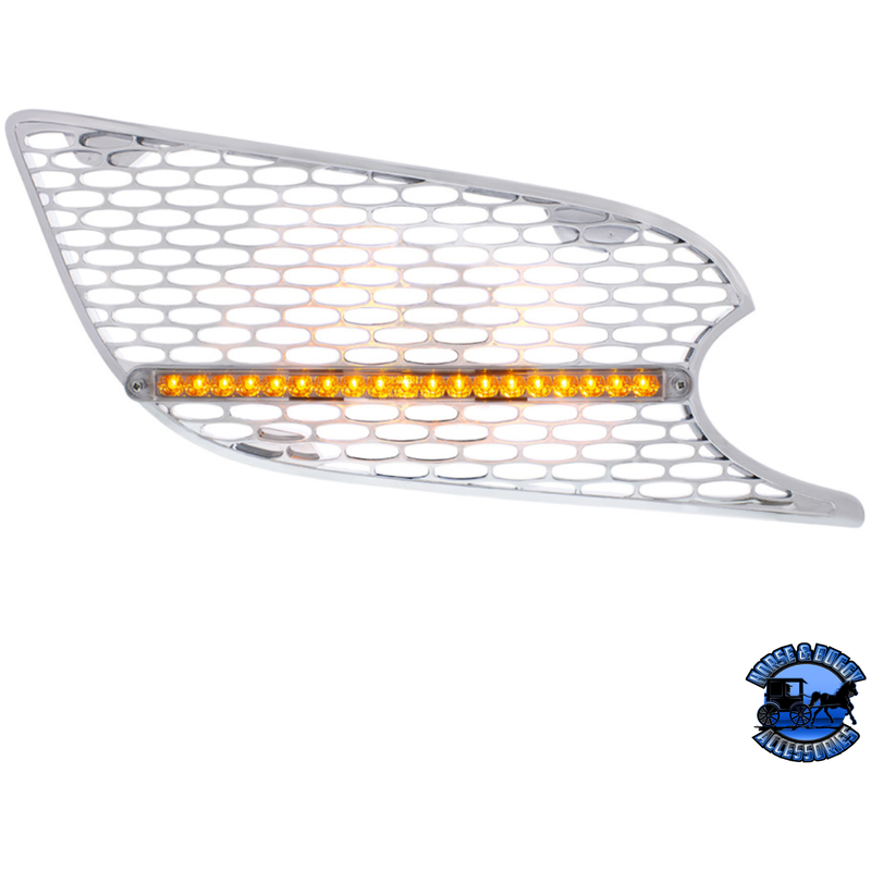 CHROME AIR INTAKE GRILLE WITH REFLECTOR LED LIGHT FOR 2012-2021 PETERBILT 579 (Choose Lens Color) (Choose Side) Air Intake Clear / Passenger's Side Light Gray
