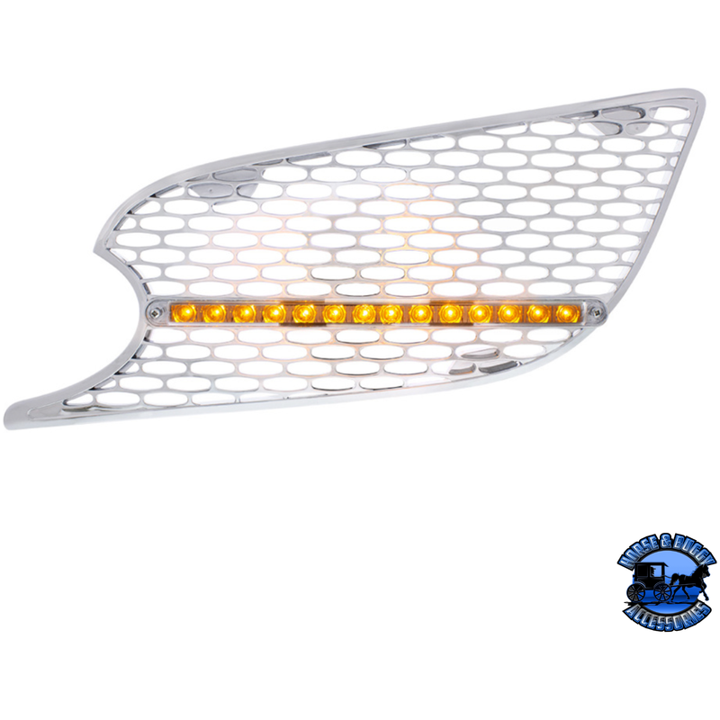 CHROME AIR INTAKE GRILLE WITH LED LIGHT FOR 2012-2021 PETERBILT 579 (Choose Lens Color) (Choose Side) Air Intake Clear / Driver's Side Light Gray
