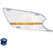 CHROME AIR INTAKE GRILLE WITH LED LIGHT FOR 2012-2021 PETERBILT 579 (Choose Lens Color) (Choose Side) Air Intake Clear / Passenger's Side Light Gray