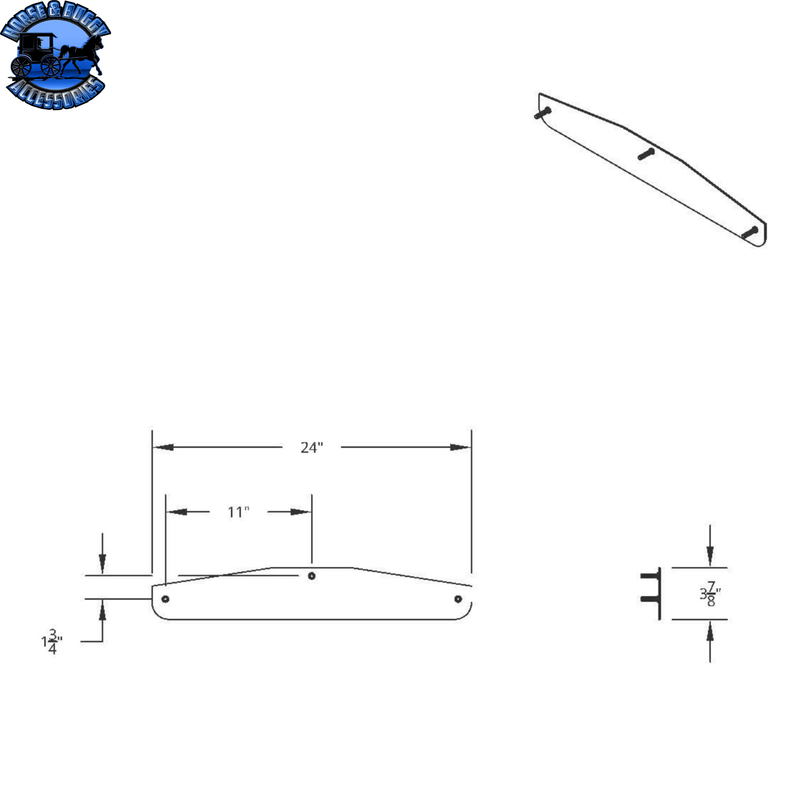 4" X 24" Chrome Standard Bottom Mud Flap Plate - Welded Stud (Card of 2) #10411P