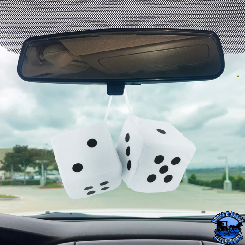 3" X 3" CLASSIC FUZZY DICE (Choose Color) interior Pink,Blue,Black,Red,White Dark Slate Gray