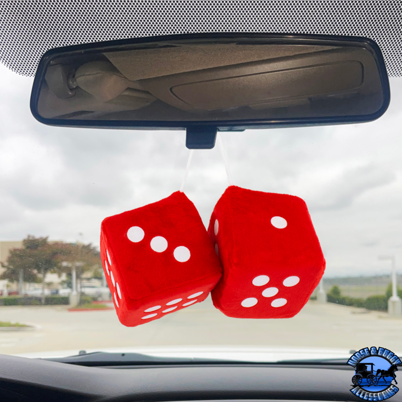 3" X 3" CLASSIC FUZZY DICE (Choose Color) interior Pink,Blue,Black,Red,White Dark Slate Gray