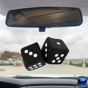 3" X 3" CLASSIC FUZZY DICE (Choose Color) interior Pink,Blue,Black,Red,White Dark Slate Gray
