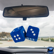 3" X 3" CLASSIC FUZZY DICE (Choose Color) interior Pink,Blue,Black,Red,White Midnight Blue