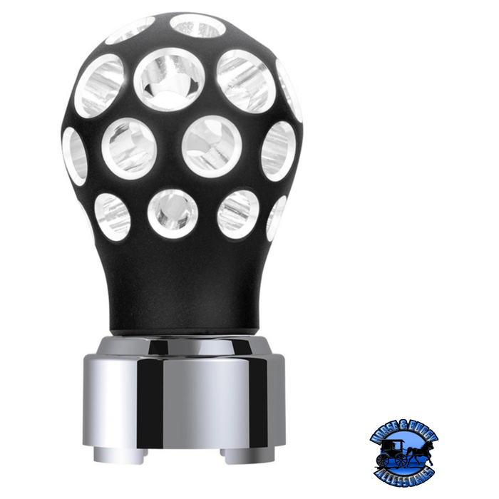 Light Gray THREAD-ON PHOENIX STYLE BALL GEARSHIFT KNOB WITH LED 9/10 SPEED ADPATER (Choose Color) (Choose LED Color) SHIFTER Matte Black / White