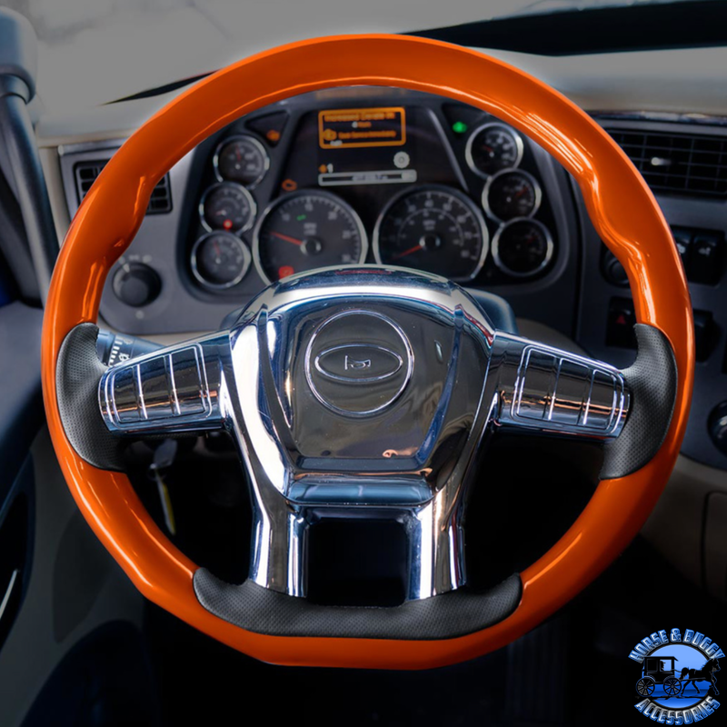 18" YOURGRIP WOOD CANDY COLOR STEERING WHEEL FOR 2012-2021 PB 579 & 2013-2021 KW T680 (Choose Color) steering wheel Black,Blue,Green,Orange,Red,White Black