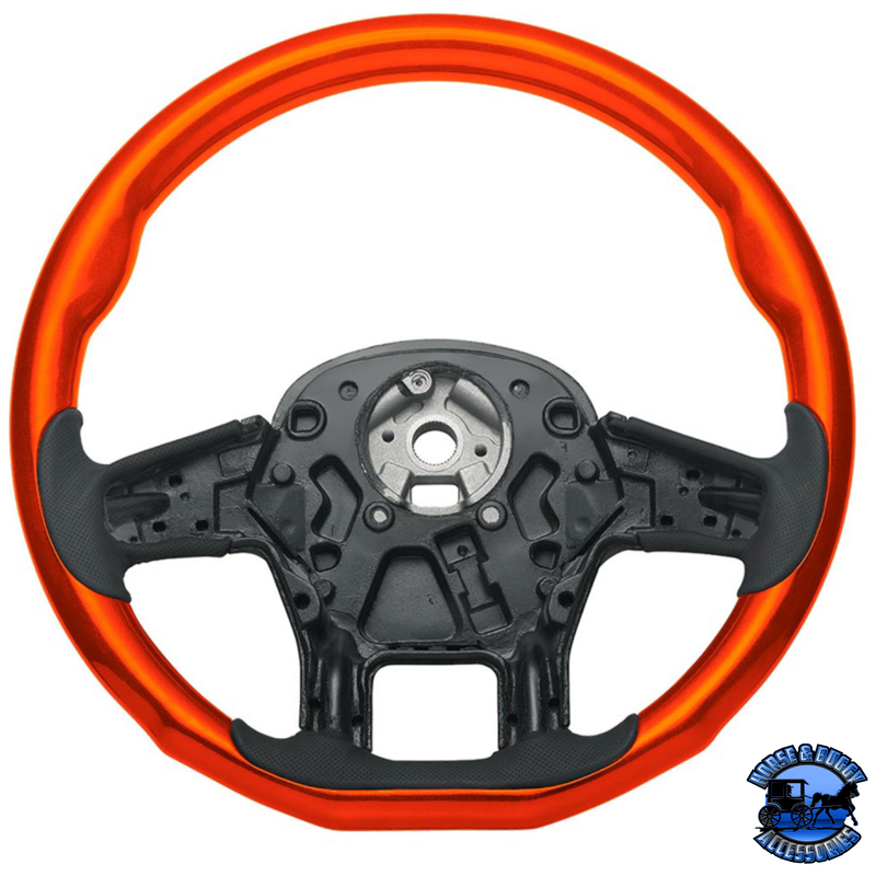 18" YOURGRIP WOOD CANDY COLOR STEERING WHEEL FOR 2012-2021 PB 579 & 2013-2021 KW T680 (Choose Color) steering wheel Orange Tomato