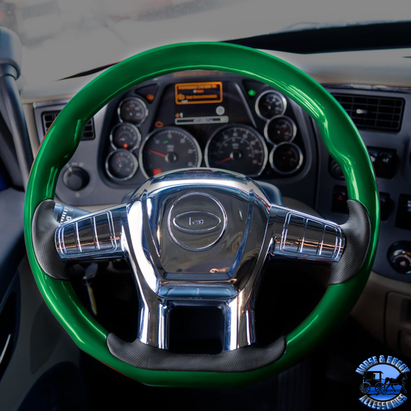 18" YOURGRIP WOOD CANDY COLOR STEERING WHEEL FOR 2012-2021 PB 579 & 2013-2021 KW T680 (Choose Color) steering wheel Black,Blue,Green,Orange,Red,White Black