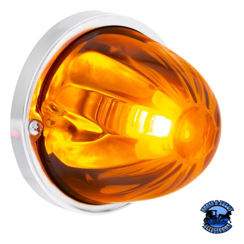 STAR-BURST GLASS WATERMELON LIGHT FLUSH MOUNT KIT (Choose LED Color) (Choose Lens Color) watermelon glass lens Amber / Dark Amber Chocolate