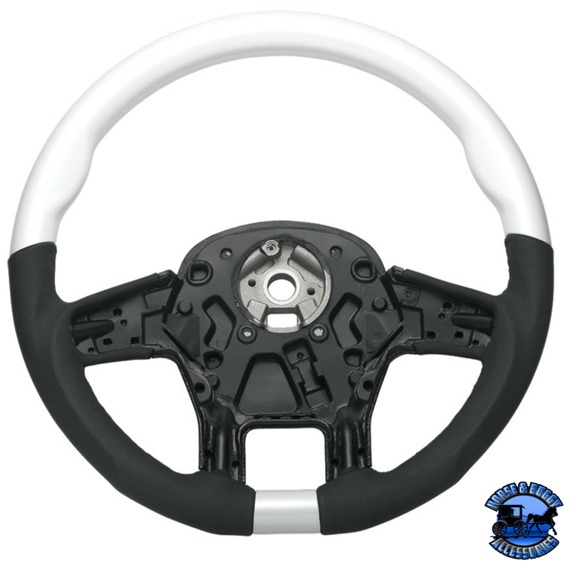 18" YOURGRIP LEATHER & WOOD CANDY COLOR STEERING WHEEL FOR 2012-2021 PB 579&2013-2021 KW T680 (Choose Color) steering wheel White Dark Slate Gray
