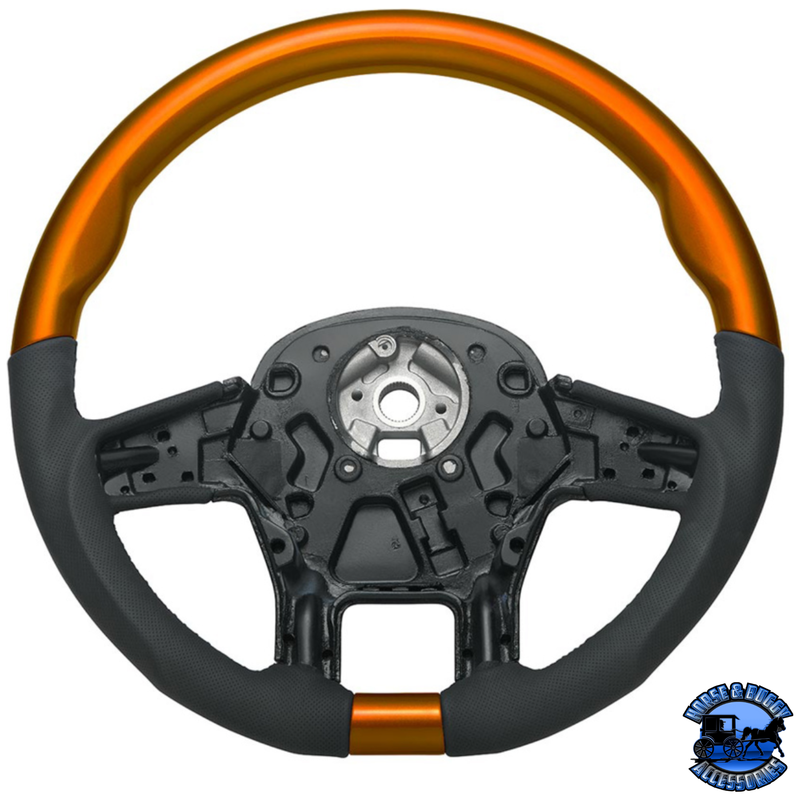 18" YOURGRIP LEATHER & WOOD CANDY COLOR STEERING WHEEL FOR 2012-2021 PB 579&2013-2021 KW T680 (Choose Color) steering wheel Orange Dark Slate Gray