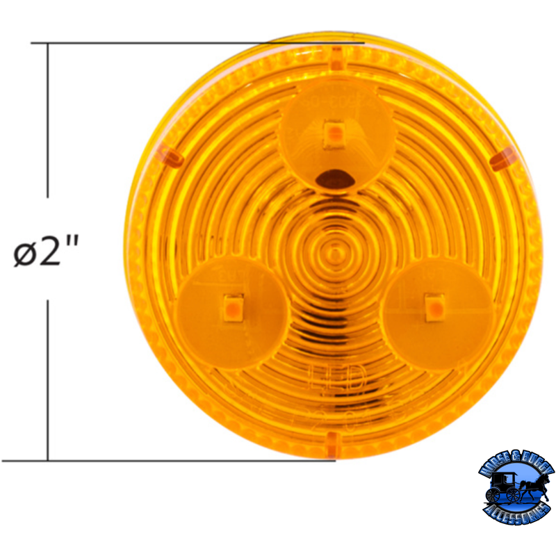 3 LED 2" ROUND LOW PROFILE LIGHT (CLEARANCE/MARKER) (Choose Grommet) (Choose Color) LED Circular Light With,Without Dark Orange