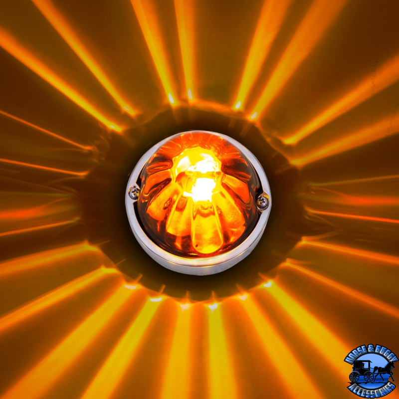 STAR-BURST GLASS WATERMELON LIGHT FLUSH MOUNT KIT (Choose LED Color) (Choose Lens Color) watermelon glass lens Amber / Amber,Amber / Dark Amber,Amber / Clear,Red / Red,Red / Clear,White / Clear Saddle Brown