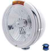 CLASSIC HEADLIGHT ASSEMBLY CRYSTAL H4 BULB & TURN SIGNAL (Choose Color) HEADLIGHT Chrome Gray