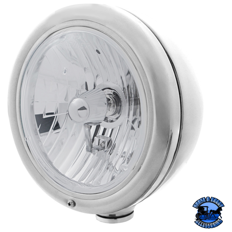 CLASSIC HEADLIGHT ASSEMBLY WITH CRYSTAL H4 BULB (Choose Color) HEADLIGHT Chrome Gray