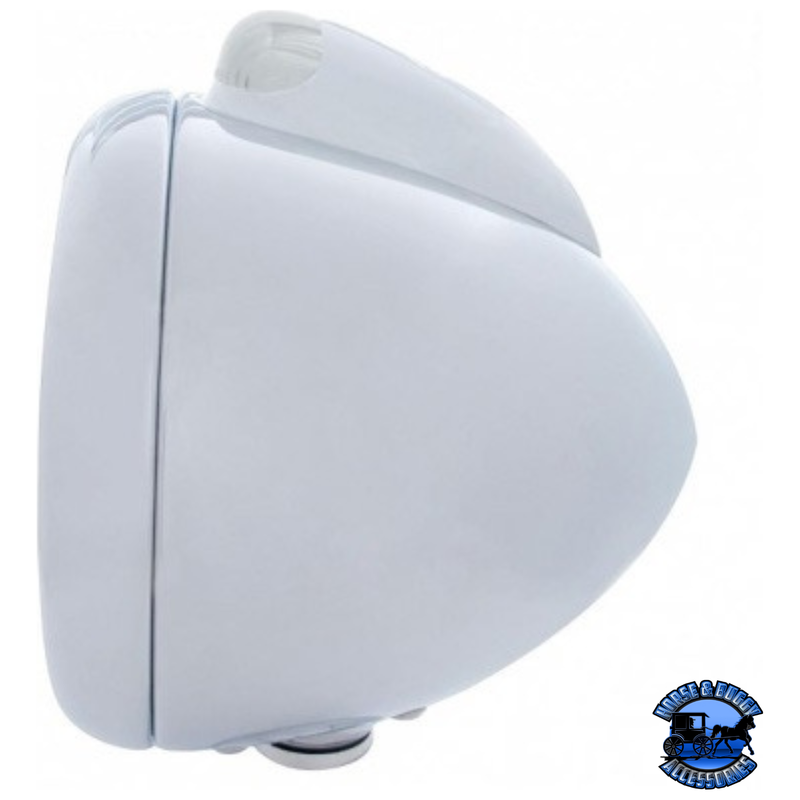 CHROME GUIDE 682-C HEADLIGHT H4 WITH 34 AMBER LED & LED SIGNAL - CLEAR LENS #32429 HEADLIGHT Light Gray