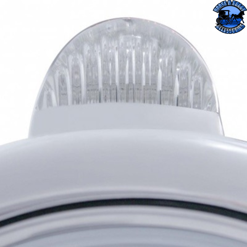 CHROME GUIDE 682-C HEADLIGHT H4 WITH 34 AMBER LED & LED SIGNAL - CLEAR LENS #32429 HEADLIGHT Gray