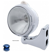 STAINLESS STEEL GUIDE 682-C STYLE HEADLIGHT H4 & LED TURN SIGNAL - CLEAR LENS #31530 HEADLIGHT Gray