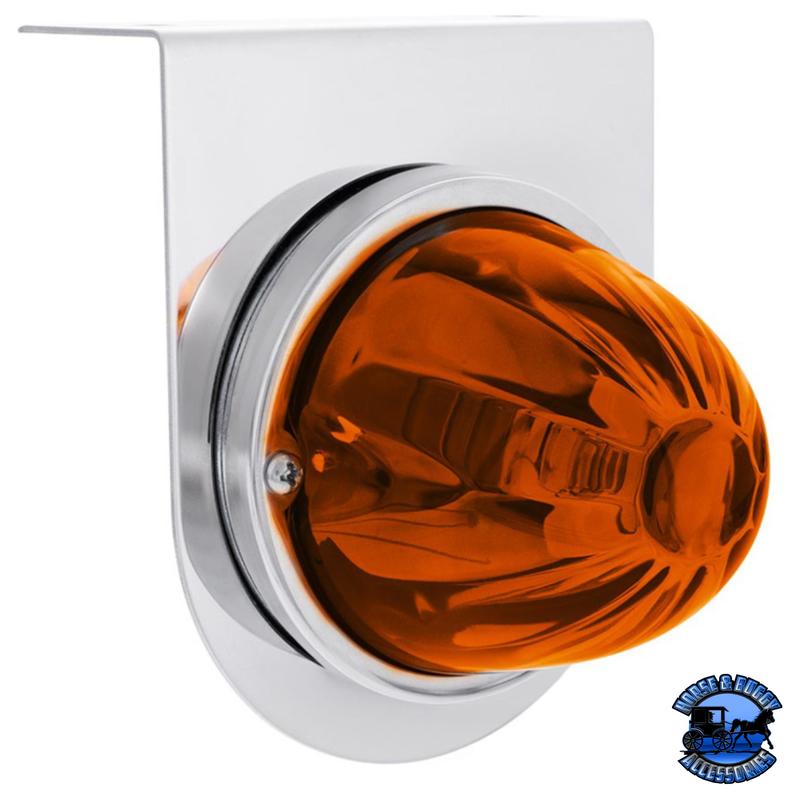 STAR-BURST GLASS WATERMELON LIGHT WITH STAINLESS STEEL LIGHT BRACKET KIT (Choose LED Color) (Choose Lens Color) watermelon Amber / Amber,Amber / Dark Amber,Amber / Clear,Red / Red,Red / Clear,White / Clear Light Gray