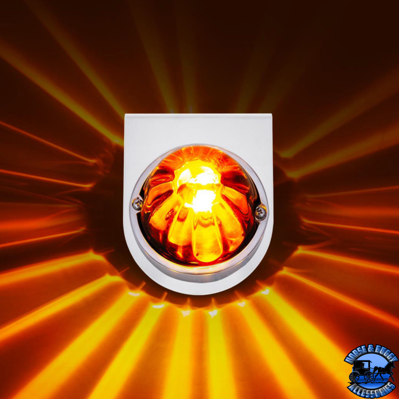 STAR-BURST GLASS WATERMELON LIGHT WITH STAINLESS STEEL LIGHT BRACKET KIT (Choose LED Color) (Choose Lens Color) watermelon Amber / Amber,Amber / Dark Amber,Amber / Clear,Red / Red,Red / Clear,White / Clear Goldenrod