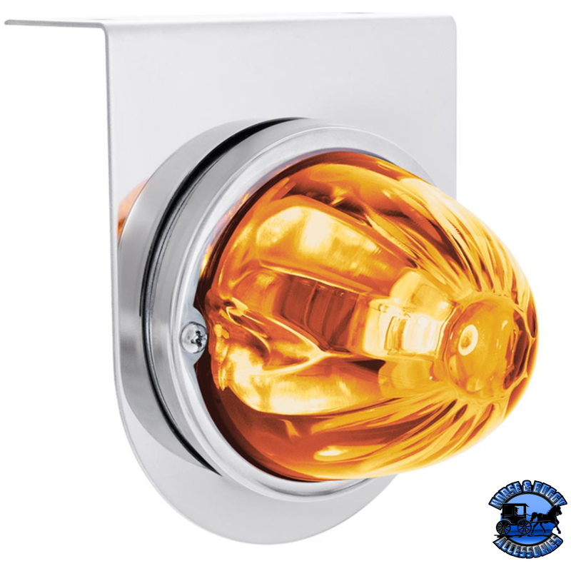 STAR-BURST GLASS WATERMELON LIGHT WITH STAINLESS STEEL LIGHT BRACKET KIT (Choose LED Color) (Choose Lens Color) watermelon Amber / Clear Light Gray