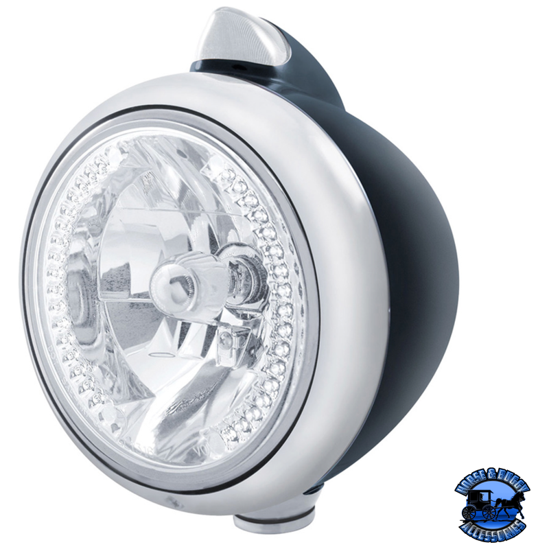 BLACK "GUIDE" 682-C HEADLIGHT H4 WITH WHITE LED & ORIGINAL STYLE LED SIGNAL (Choose Color) HEADLIGHT Clear Light Gray