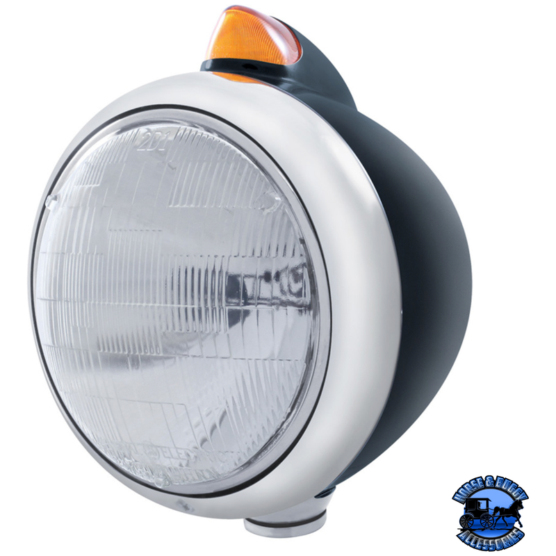 BLACK GUIDE 682-C HEADLIGHT 6014 & ORIGINAL STYLE LED SIGNAL (Choose Color) HEADLIGHT Amber Gray