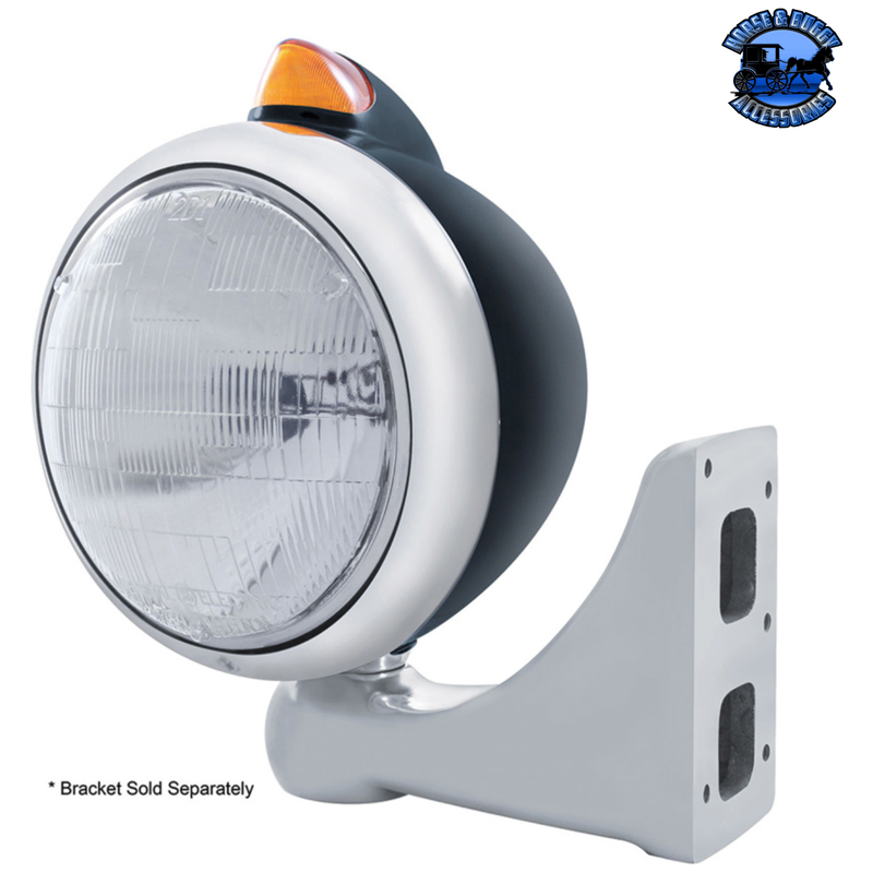 BLACK GUIDE 682-C HEADLIGHT 6014 & ORIGINAL STYLE LED SIGNAL (Choose Color) HEADLIGHT Amber,Clear Gray