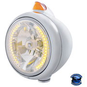 GUIDE 682-C HEADLIGHT H4 WITH 34 AMBER LED & ORIGINAL STYLE LED SIGNAL (Choose Color) (Choose Lens) HEADLIGHT Stainless / Amber Gray