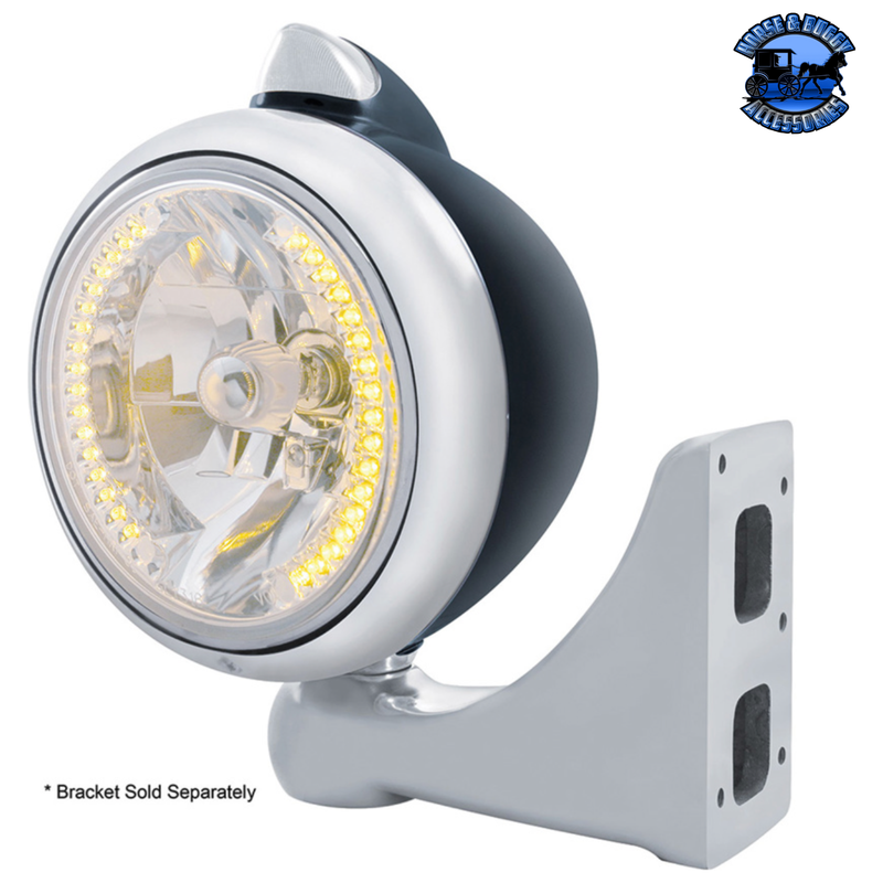 GUIDE 682-C HEADLIGHT H4 WITH 34 AMBER LED & ORIGINAL STYLE LED SIGNAL (Choose Color) (Choose Lens) HEADLIGHT Stainless / Clear,Stainless / Amber,Black / Clear,Black / Amber Gray