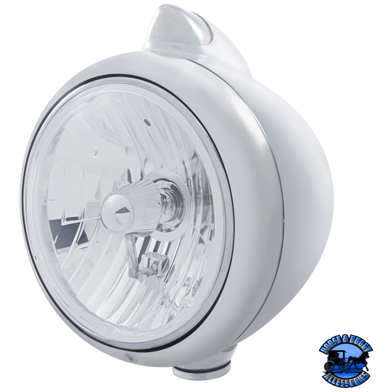 GUIDE 682-C HEADLIGHT CRYSTAL H4 & ORIGINAL STYLE LED SIGNAL (Choose Color) (Choose Lens) HEADLIGHT Stainless / Clear Light Gray