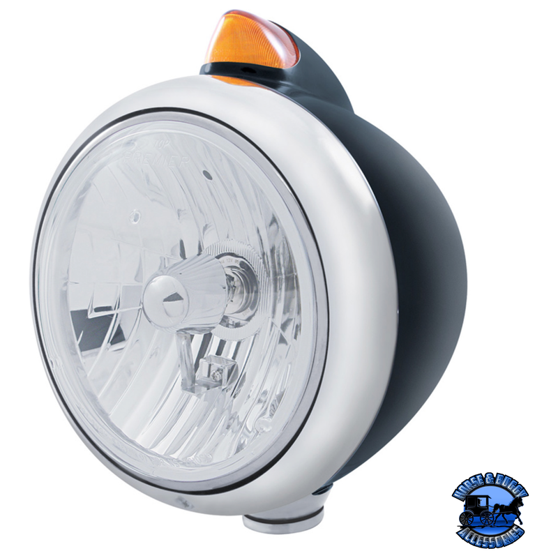GUIDE 682-C HEADLIGHT CRYSTAL H4 & ORIGINAL STYLE LED SIGNAL (Choose Color) (Choose Lens) HEADLIGHT Black / Amber Light Gray