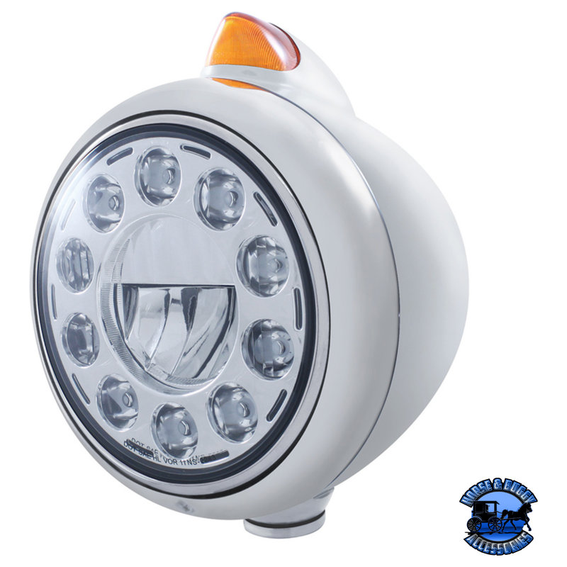 GUIDE STYLE 682-C HEADLIGHT 11 LED BULB & ORIGINAL STYLE LED SIGNAL (Choose Color) (Choose Lens) HEADLIGHT Stainless / Amber Gray