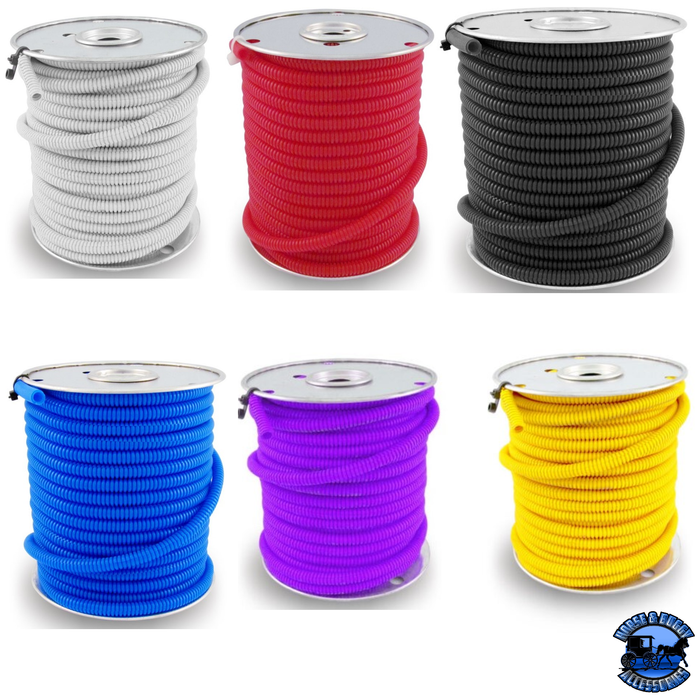Split Loom Wire Covering , Protector– (CHOOSE COLOR AND SIZE) 100 ft. Spool