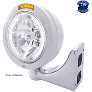 STAINLESS STEEL BULLET CLASSIC HEADLIGHT H4 WITH WHITE LED & SIGNAL (Choose Mode) (Choose Color) HEADLIGHT Dual / Amber,Dual / Clear,Single / Amber,Single / Clear Light Gray