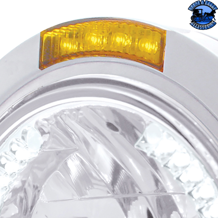 Light Gray STAINLESS STEEL BULLET CLASSIC HEADLIGHT H4 WITH WHITE LED & SIGNAL (Choose Mode) (Choose Color) HEADLIGHT Dual / Amber,Dual / Clear,Single / Amber,Single / Clear