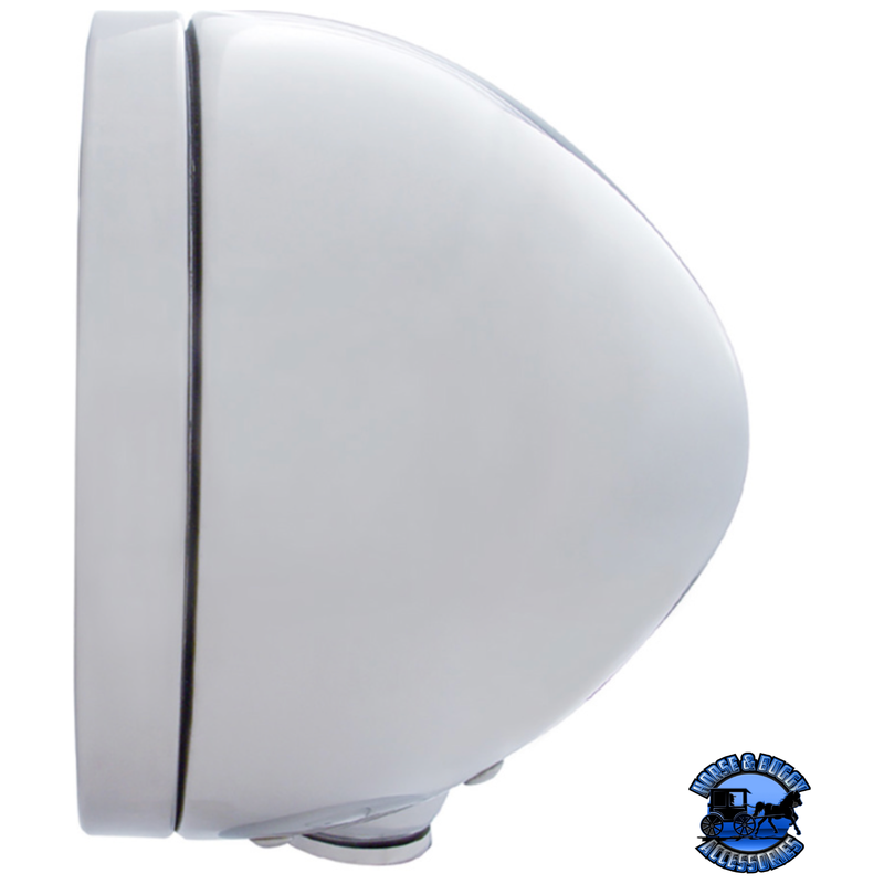 STAINLESS STEEL BULLET CLASSIC HEADLIGHT H4 WITH WHITE LED & SIGNAL (Choose Mode) (Choose Color) HEADLIGHT Dual / Amber,Dual / Clear,Single / Amber,Single / Clear Gray