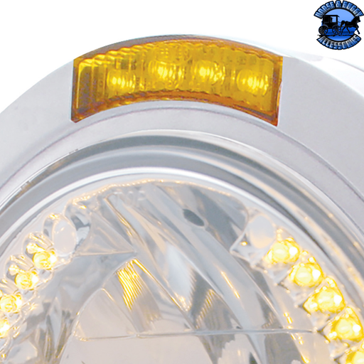 Gray STAINLESS STEEL BULLET CLASSIC HEADLIGHT H4 WITH AMBER LED & SIGNAL (Choose Mode) (Choose Color) HEADLIGHT Dual / Amber,Dual / Clear,Single / Amber,Single / Clear