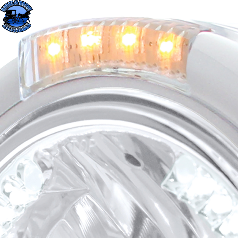 STAINLESS STEEL CLASSIC HALF MOON HEADLIGHT H4 WITH WHITE LED & SIGNAL (Choose Mode) (Choose Color) HEADLIGHT Dual / Clear,Single / Amber,Single / Clear Light Gray