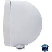 STAINLESS STEEL CLASSIC HALF MOON HEADLIGHT H4 WITH WHITE LED & SIGNAL (Choose Mode) (Choose Color) HEADLIGHT Dual / Clear,Single / Amber,Single / Clear Light Gray