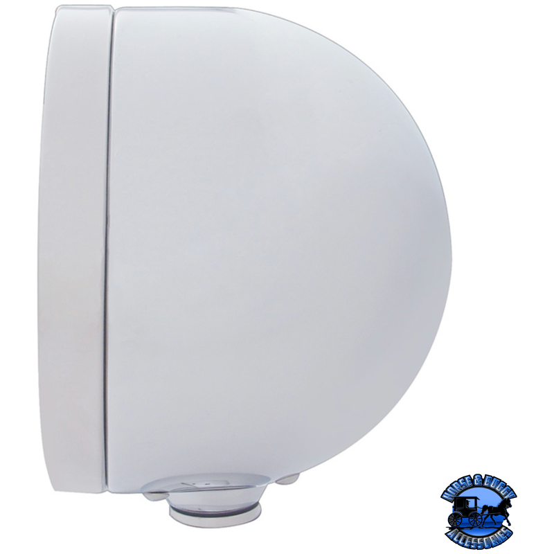 STAINLESS STEEL CLASSIC HALF MOON HEADLIGHT H4 WITH WHITE LED & SIGNAL (Choose Mode) (Choose Color) HEADLIGHT Dual / Clear,Single / Amber,Single / Clear Light Gray