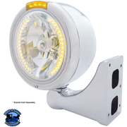 STAINLESS STEEL CLASSIC HALF MOON HEADLIGHT H4 WITH AMBER LED & SIGNAL (Choose Mode) (Choose Color) HEADLIGHT Dual / Amber,Dual / Clear,Single / Amber,Single / Clear Light Gray