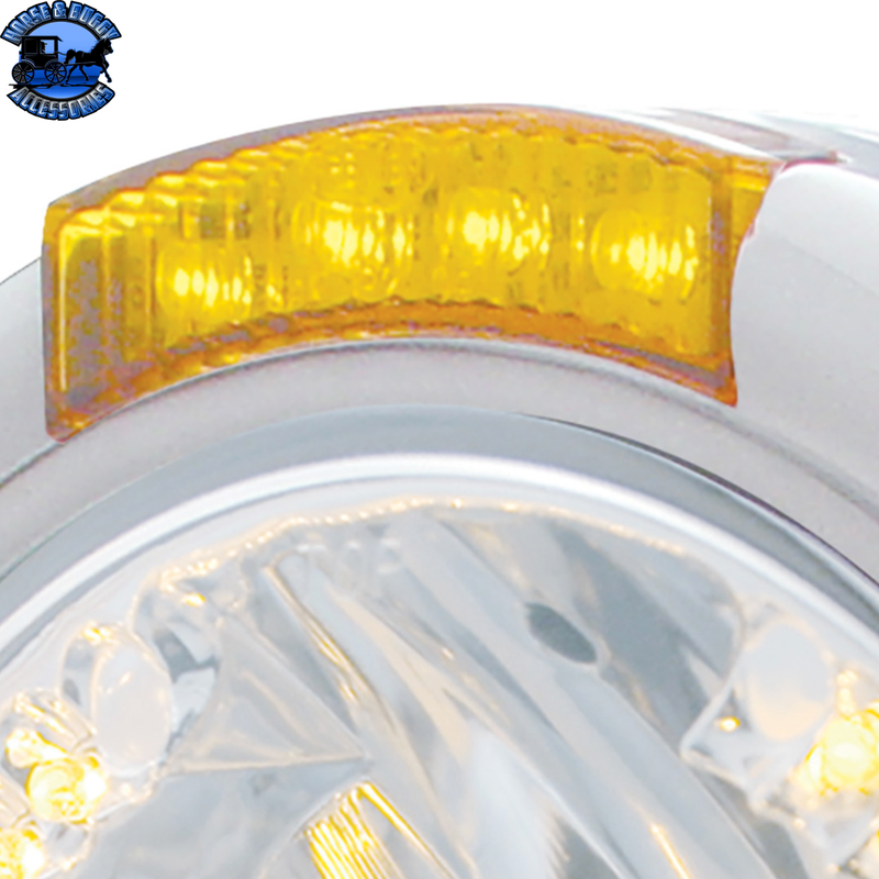 STAINLESS STEEL CLASSIC HALF MOON HEADLIGHT H4 WITH AMBER LED & SIGNAL (Choose Mode) (Choose Color) HEADLIGHT Dual / Amber,Dual / Clear,Single / Amber,Single / Clear Light Gray