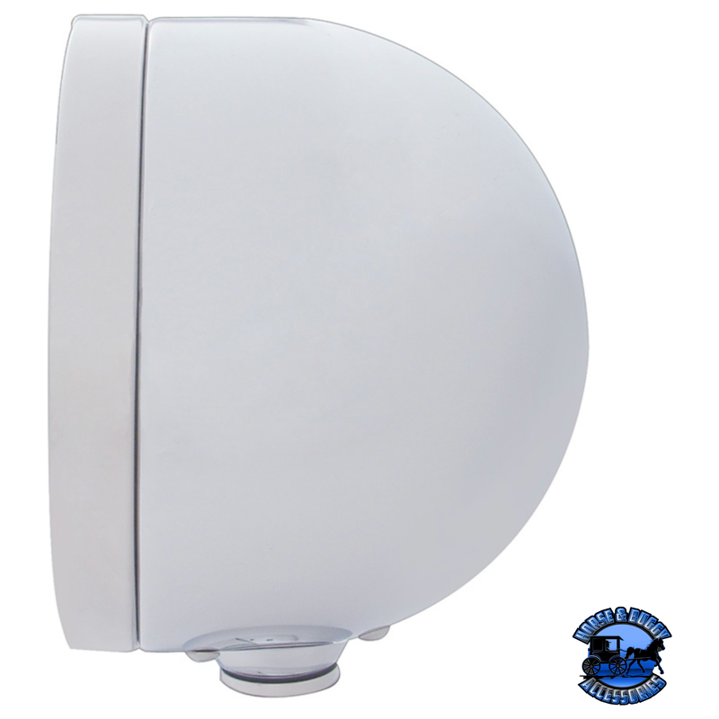 STAINLESS STEEL BULLET HALF MOON HEADLIGHT H4 WITH WHITE LED & SIGNAL (Chose Mode) (Choose Color) HEADLIGHT Dual / Amber,Dual / Clear,Single / Amber,Single / Clear Light Gray