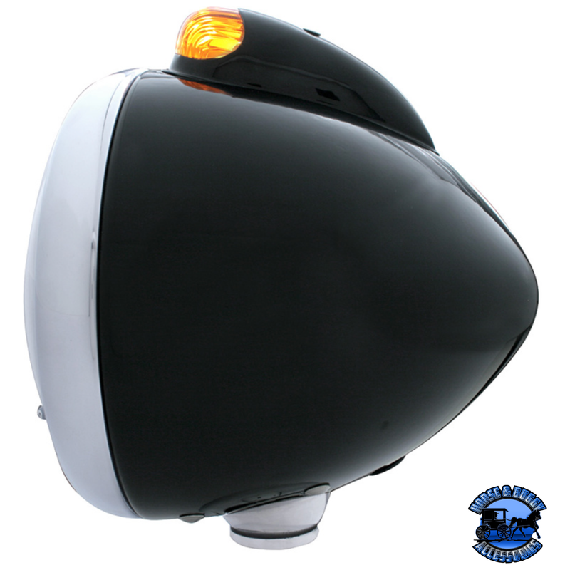 BLACK GUIDE 682-C HEADLIGHT H4 WITH WHITE LED & DUAL MODE LED SIGNAL (Choose Color) HEADLIGHT Amber,Clear Black